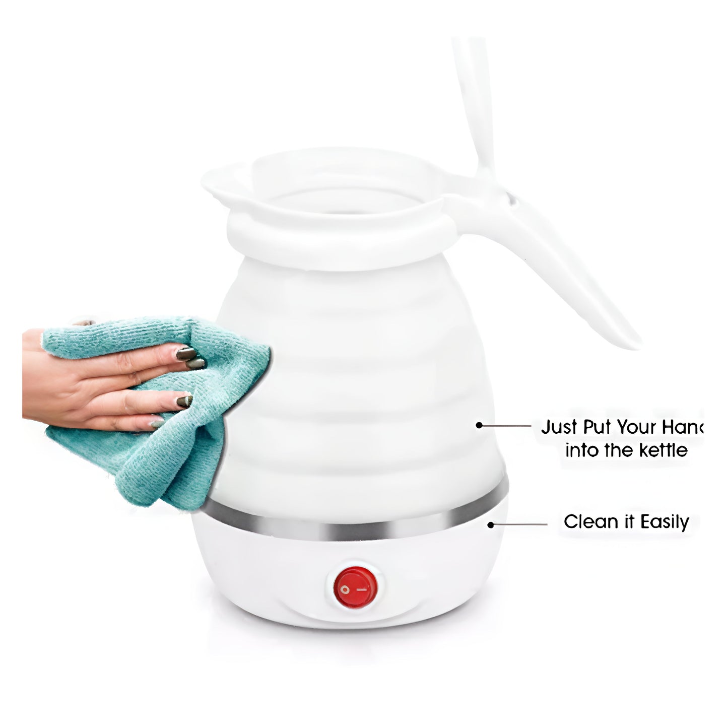 KAIROS Silicone Foldable Electric Kettle | Portable, Lightweight, Foldable kettle| Fast Boil Water Kettle for Travel & Camping