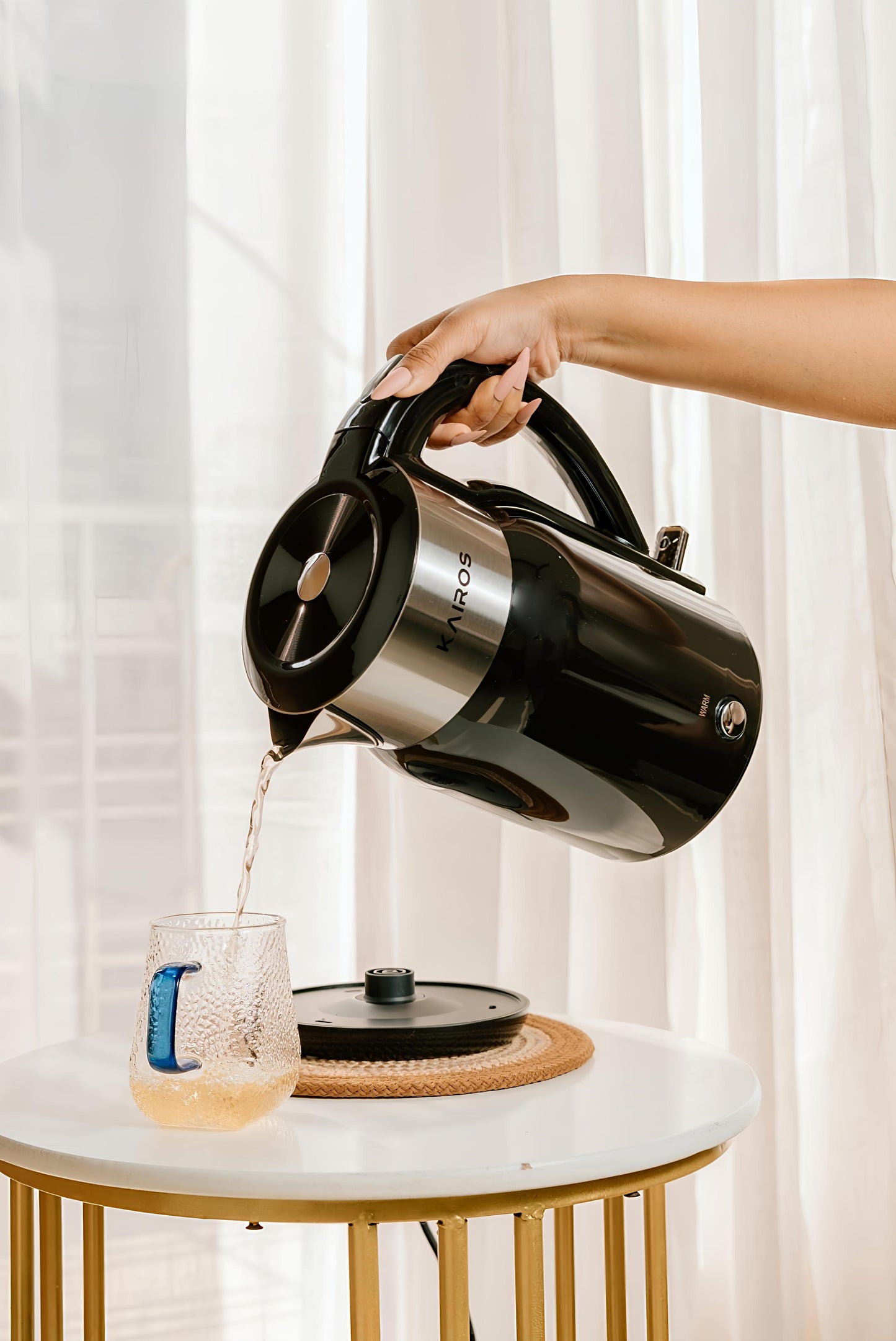 KAIROS Warmwave 1.8L Electric Kettle | Lightweight, Portable, Quick Boil for Home & Office Use | Premium Stainless Steel, Auto Shut-Off Function