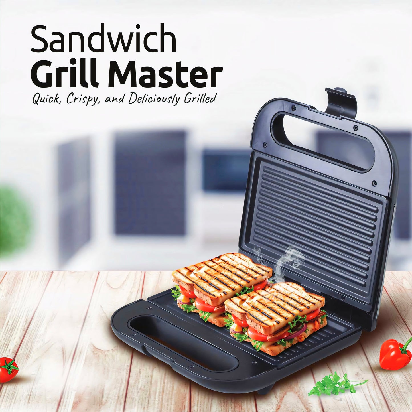 KAIROS 700W Sandwich Grill Master | The Best Compact, Portable griller for your Homes| Best for Grilling, Sandwiches & Toasts