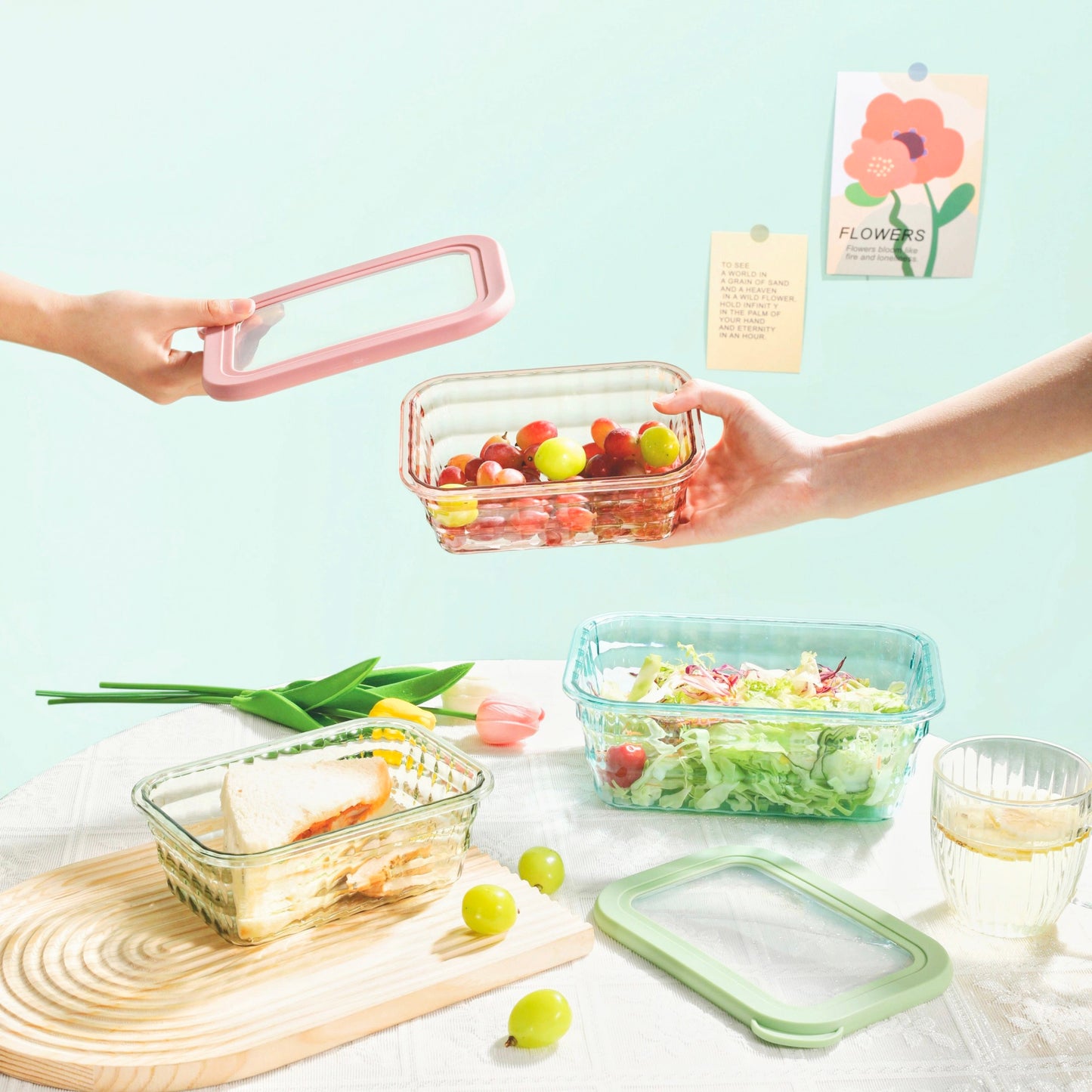KAIROS Stackn’ Fresh Container Set of 3 PCS (350 ml +1000 ml+ 2000 ml) | Airtight Food Storage Boxes for Kitchen & Pantry Organization