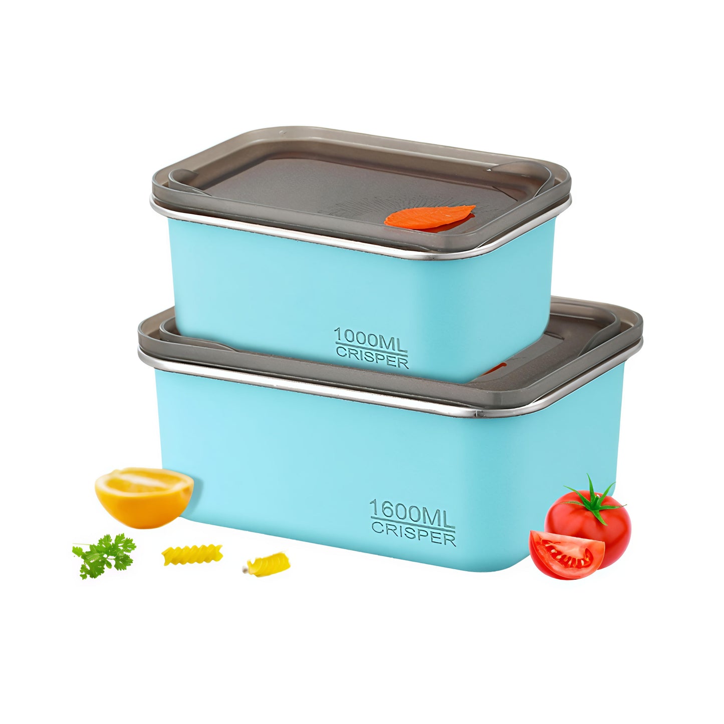 KAIROS Fresh Guard Duo-Stainless Steel Container Set of 2 (1000ml + 1600ml) | Premium Stainless Steel Leak Proof Containers