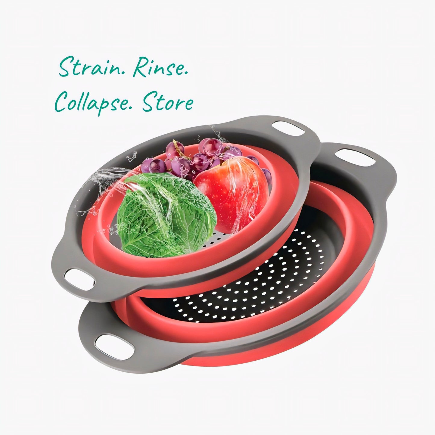 KAIROS Flexi Drain Collapsible Filter Basket Set of 2 | Multipurpose Kitchen Strainers & Sink Drainer | Durable Filter & Strainer for Kitchen