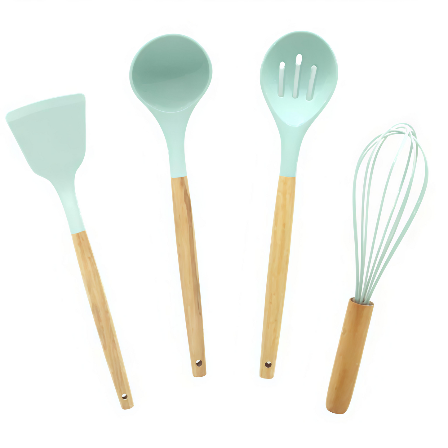 KAIROS Silicone Cooking Spatula | Wooden Spatula Set of 4 pcs with Wooden Handle | Premium Kitchen Spatulas