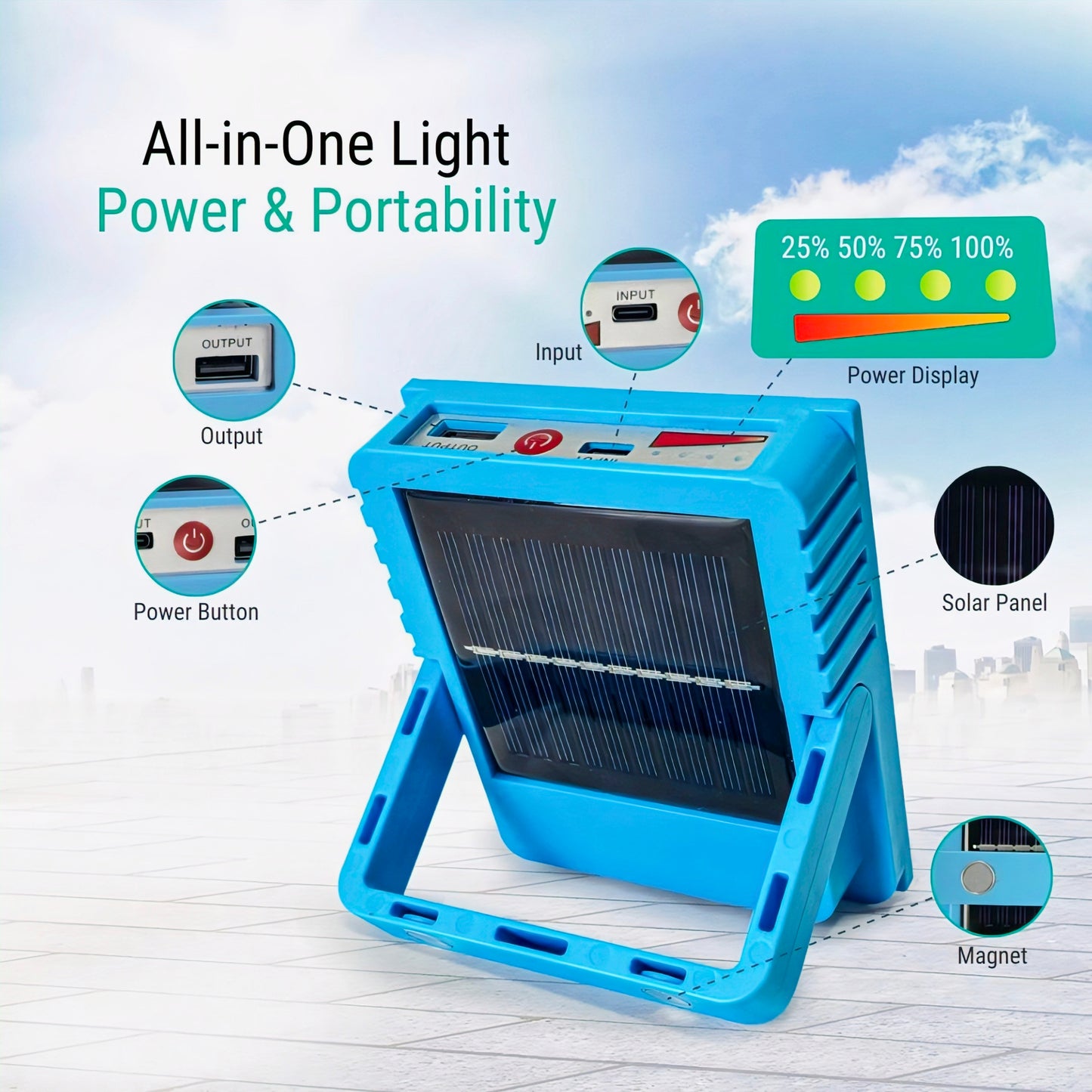 KAIROS SolarGlow Mini Solar Light | Rechargeable LED Lamp with Type-C & Solar Charging