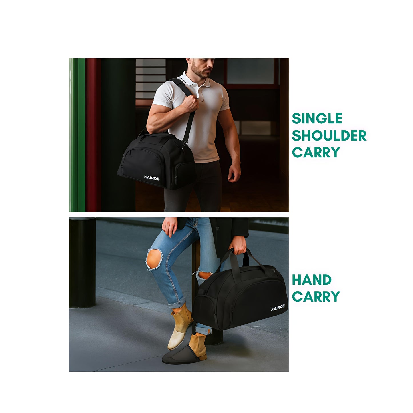 KAIROS Swift Companion- Convertible Travel Duffle + Backpack with Shoe Compartment