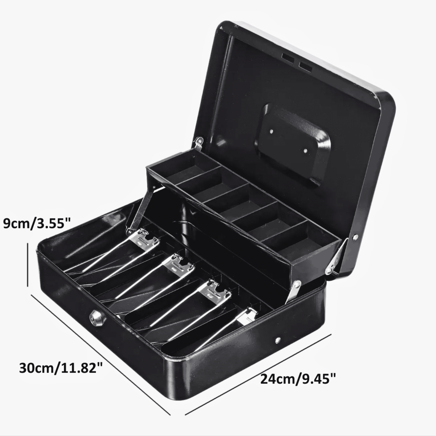 KAIROS Metal Cash Box with Key Lock | Secure Money Storage for Home, Office & Shops | Organized Coin & Note Holder