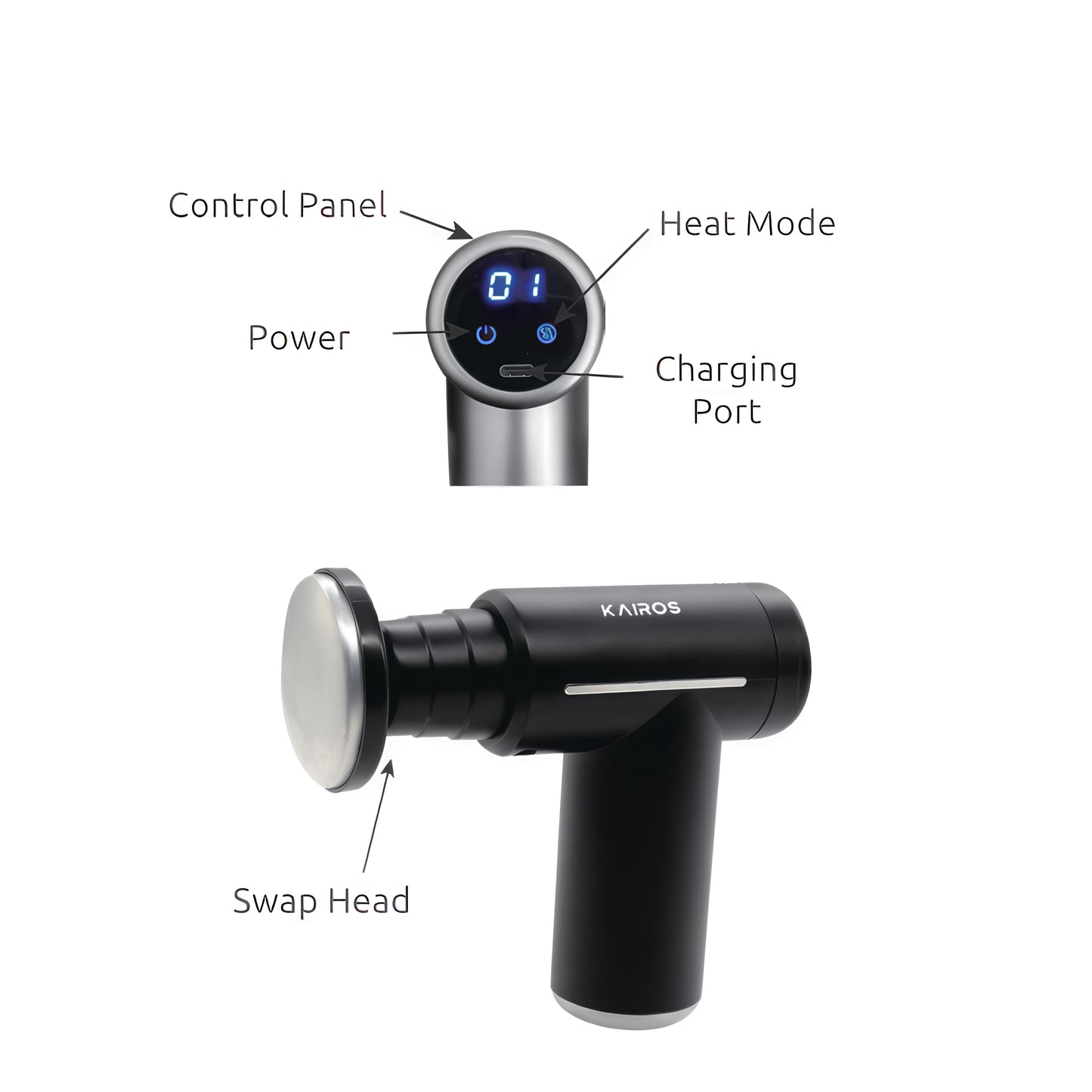 KAIROS Therma Relief Gun-Mini Muscle Massage Gun with Hot & Cold Therapy | Masse Gun by KAIROS | High Quality Durable Long Lasting Massager
