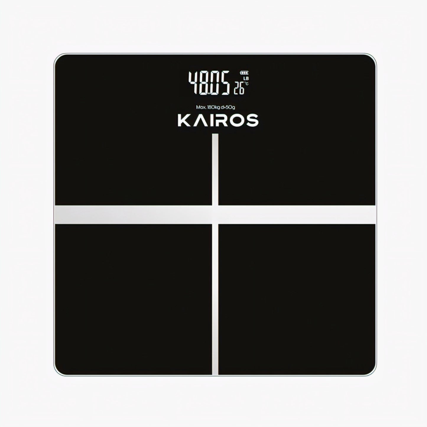 KAIROS Weight Master Pro – Digital Personal Weight Scale | 180kg Capacity, 50g Accuracy | LCD Display with Light, kg/lb Conversion | Auto Weighing, Rechargeable Battery & Smart Indicators