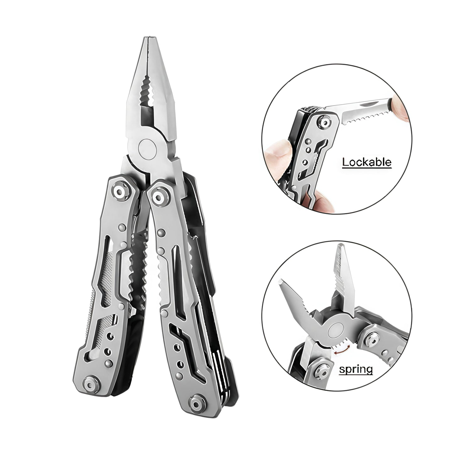 KAIROS Multitool Stainless steel (Silver) with Cover | versatile everyday carry (EDC) tool for men & women