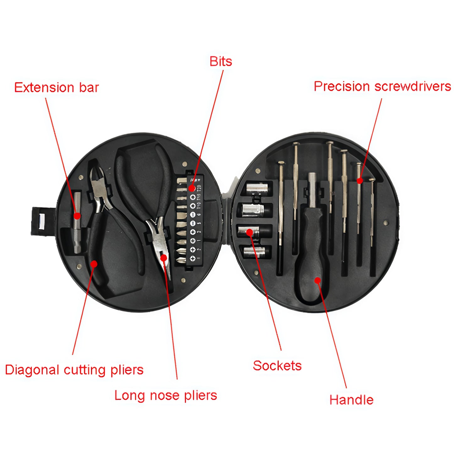 KAIROS Wheel Shaped Tool Kit With Plier | Useful for Home, office, factory, service stations etc