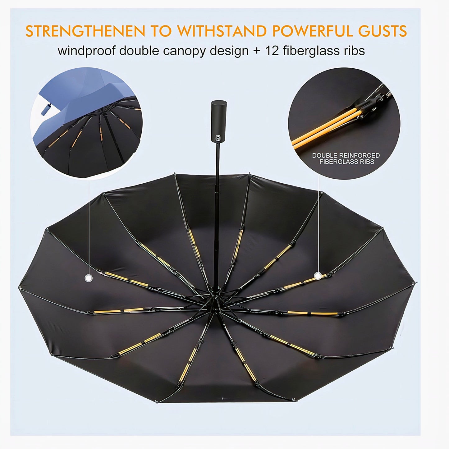 KAIROS Autoguard Sun & Rain Shield | 12-Rib Aluminium Alloy Umbrella | Anti-UV Nano Coating and Comfortable Long Handle