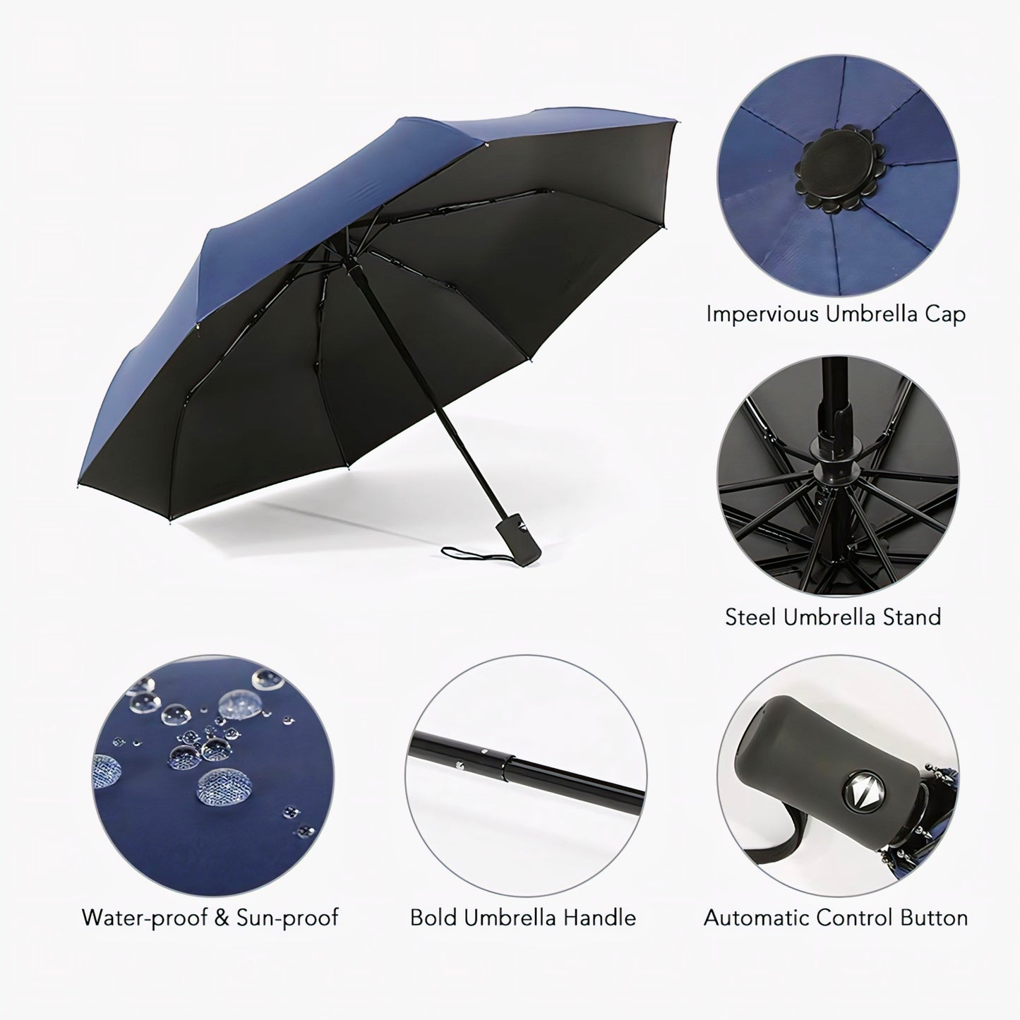 KAIROS Autoguard Sun & Rain Shield | 12-Rib Aluminium Alloy Umbrella | Anti-UV Nano Coating and Comfortable Long Handle