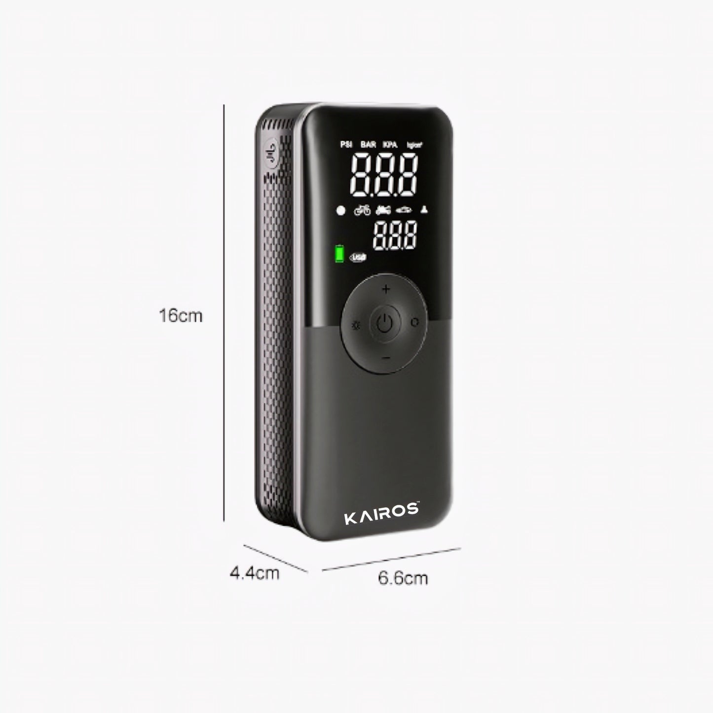 KAIROS TyreMate-Cordless Tyre Inflator | 150 PSI, Dual 2600mAh Batteries | Smart Digital Display, LED Light & SOS, 2-in-1 Power Bank, Low Noise