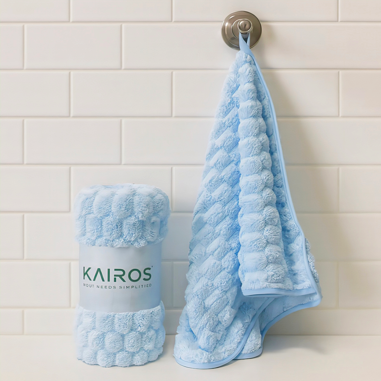 KAIROS Cloud Touch Premium Microfiber Towel Set (1 Bath + 1 Hand) 140 × 70 cm & 75 × 35 cm | 3X softer | cotton, highly absorbent, and anti-bacterial | Home, Pool, and Gym use