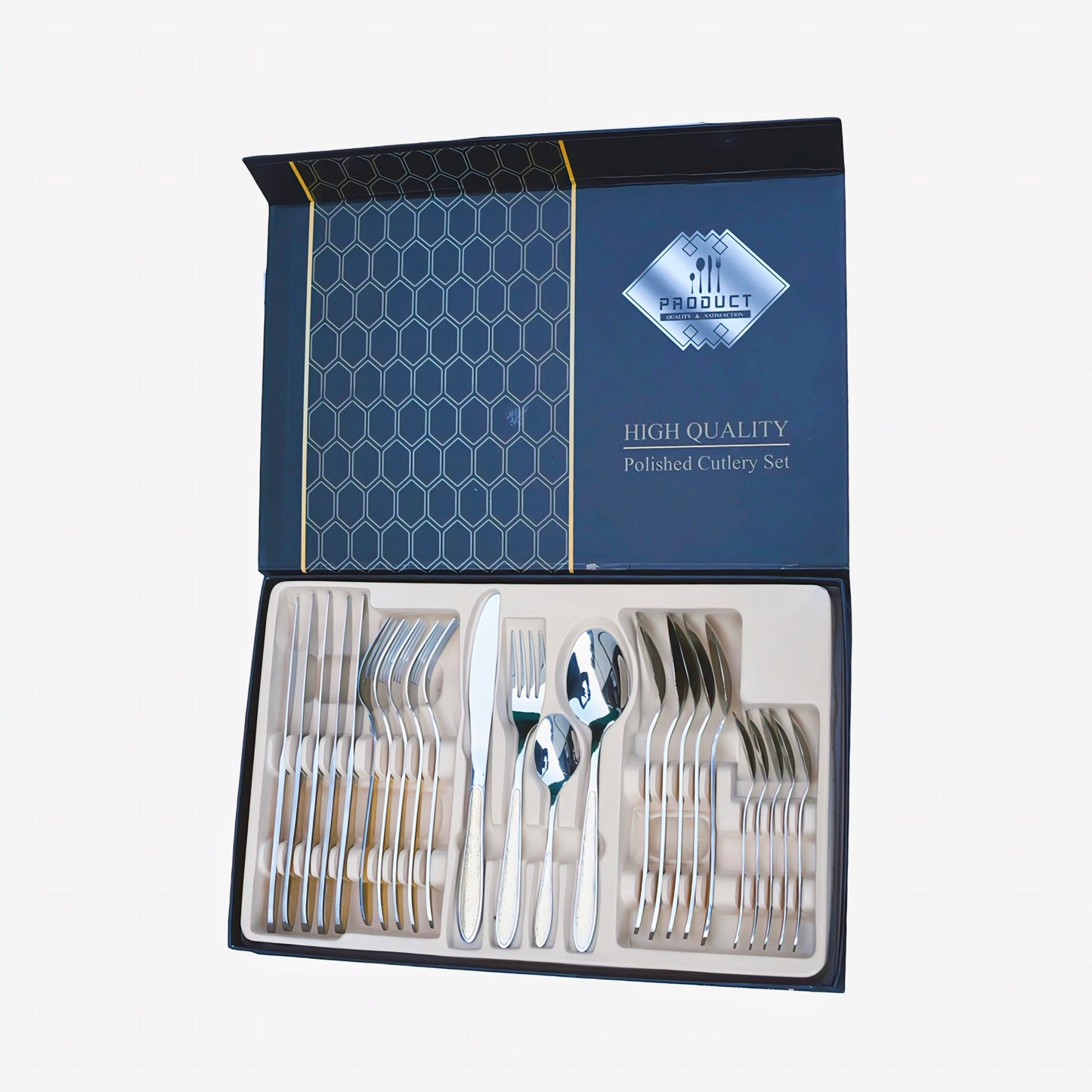 KAIROS Premium Cutlery Set 24 Pcs (6(Dinner Spoons, knives, Forks & Dessert Spoons)) | Food-Grade Stainless Steel | Durable & Rustproof | Premium Quality Dinnerware