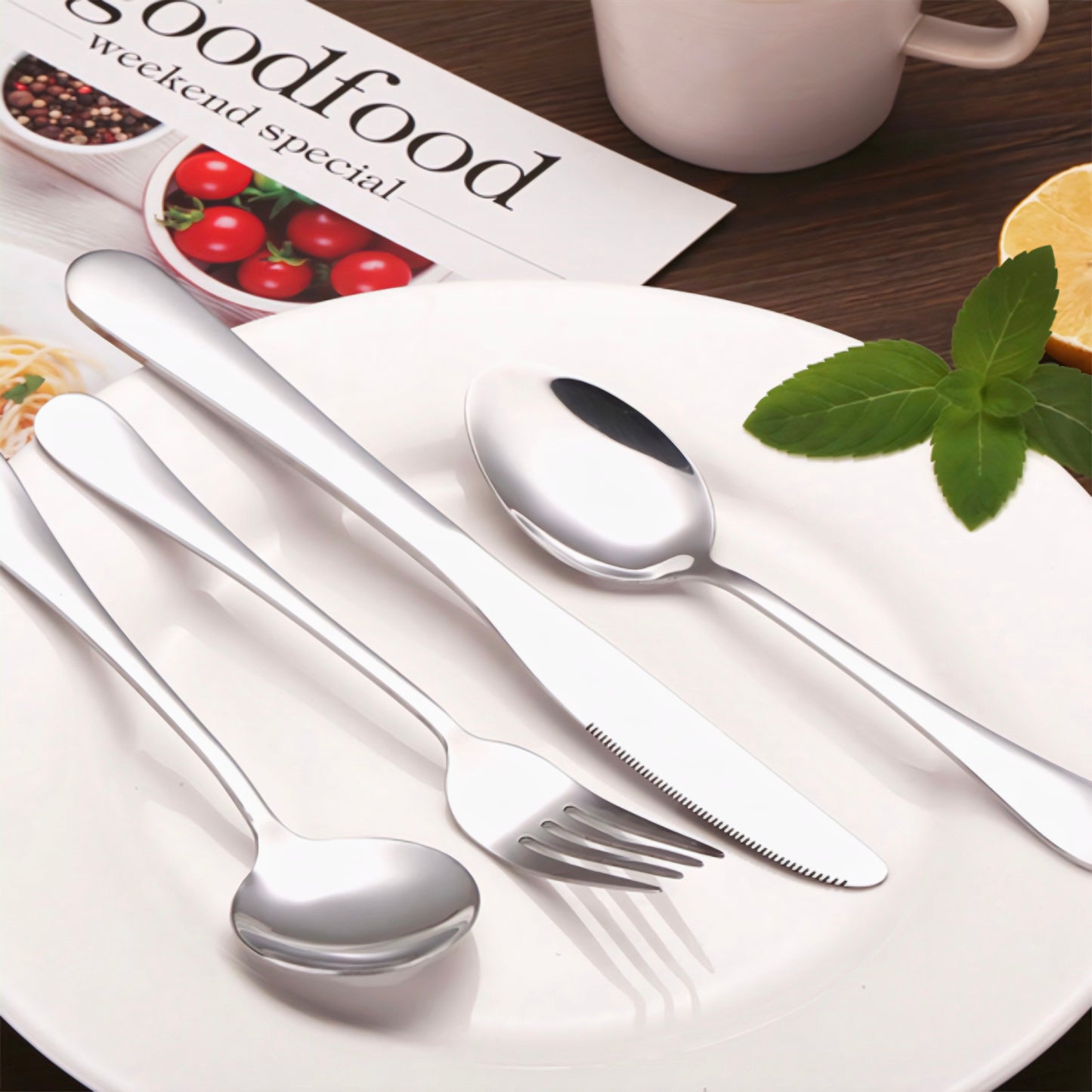 KAIROS Elegant 24 Piece Stainless Steel Cutlery Set | Sophisticated Silver Dinnerware | Handwash/Diswasher-safe | Premium Dining Essentials