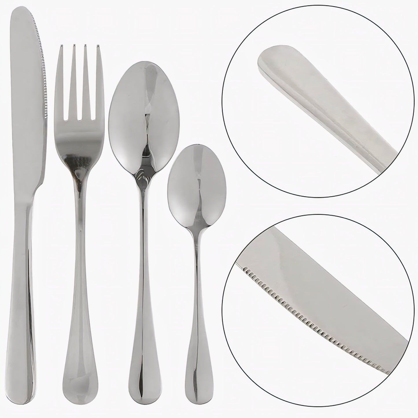 KAIROS Elegant 24 Piece Stainless Steel Cutlery Set | Sophisticated Silver Dinnerware | Handwash/Diswasher-safe | Premium Dining Essentials