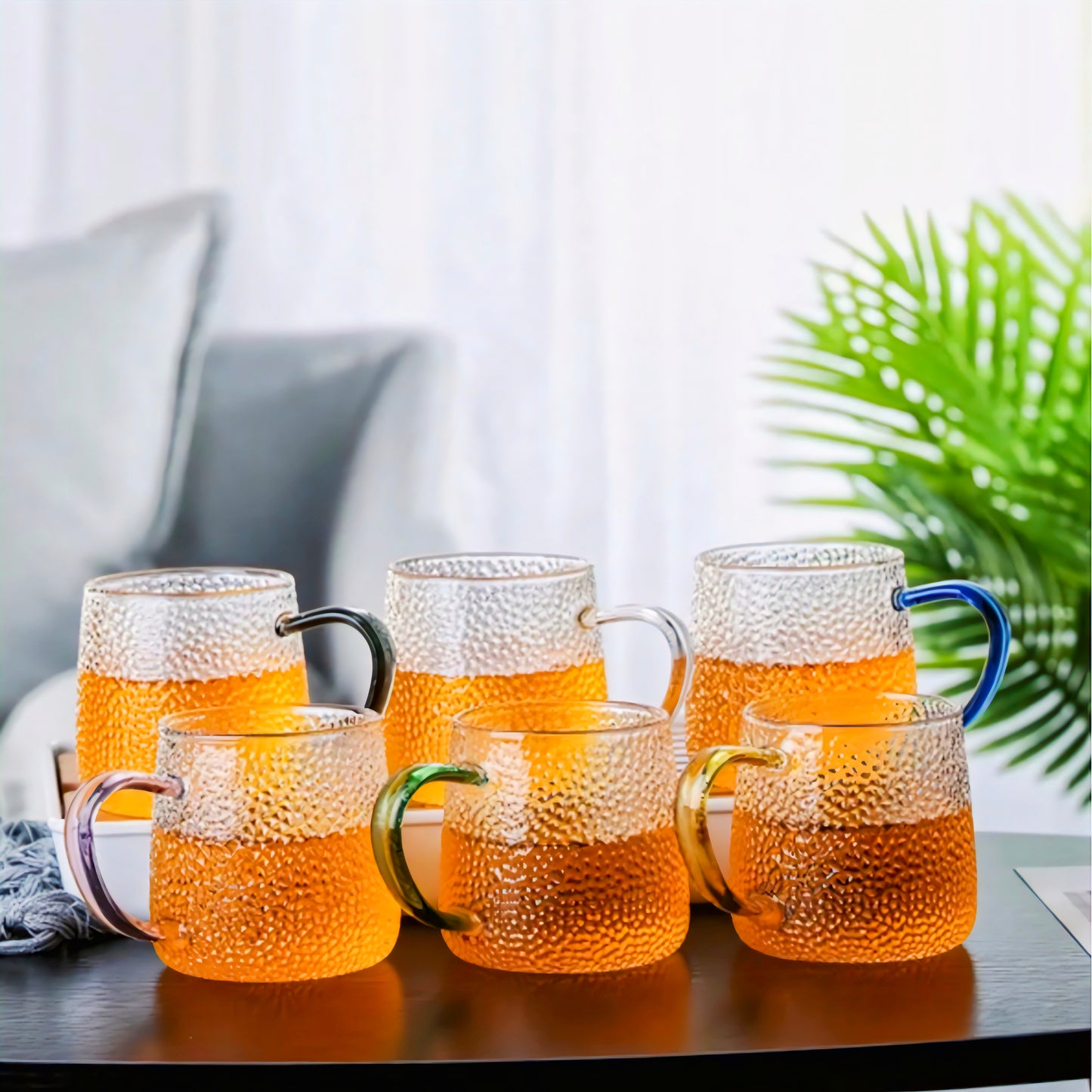 KAIROS Premium Classic Borosilicate Glass Cups – 6 Piece Set, 350ml | Heat-Resistant Elegance | For Sophisticated Hot & Cold Drinks | Stylish & Durable Design