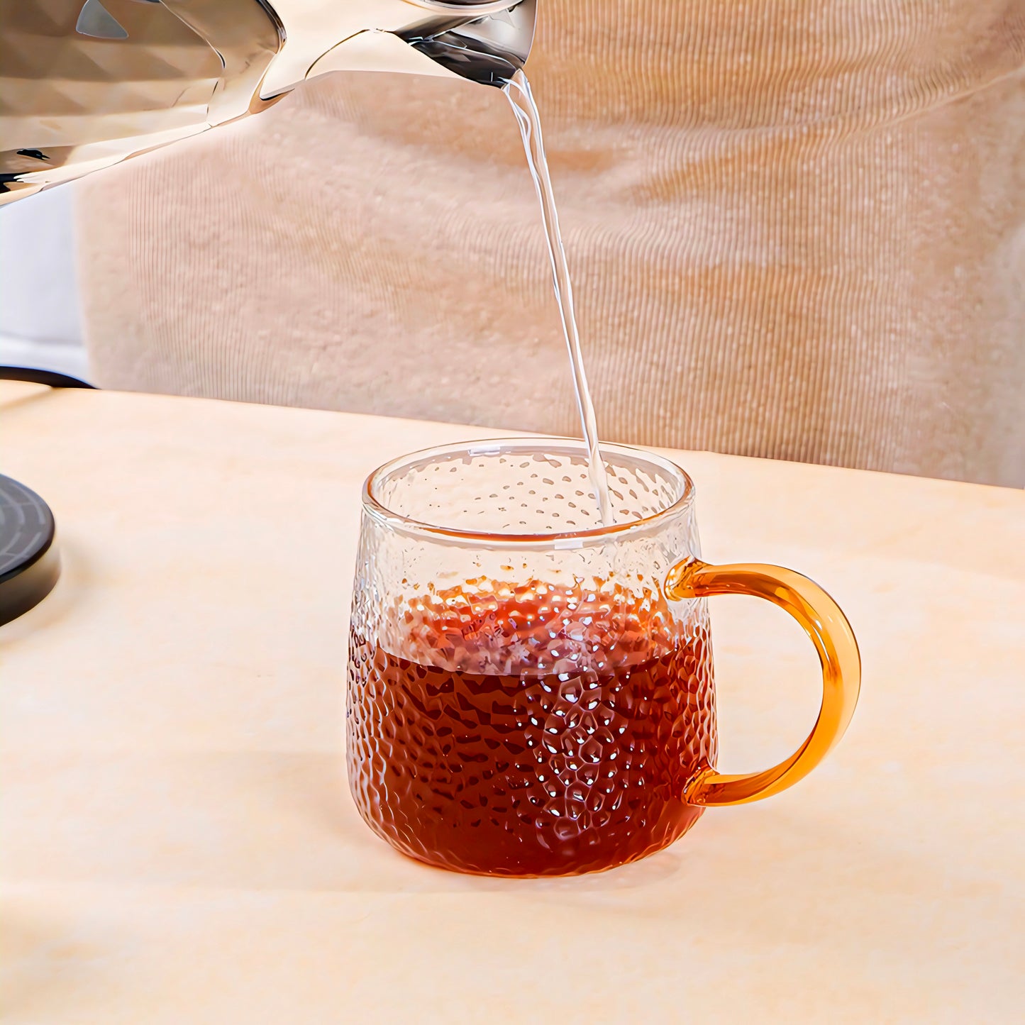 KAIROS Premium Classic Borosilicate Glass Cups – 6 Piece Set, 350ml | Heat-Resistant Elegance | For Sophisticated Hot & Cold Drinks | Stylish & Durable Design