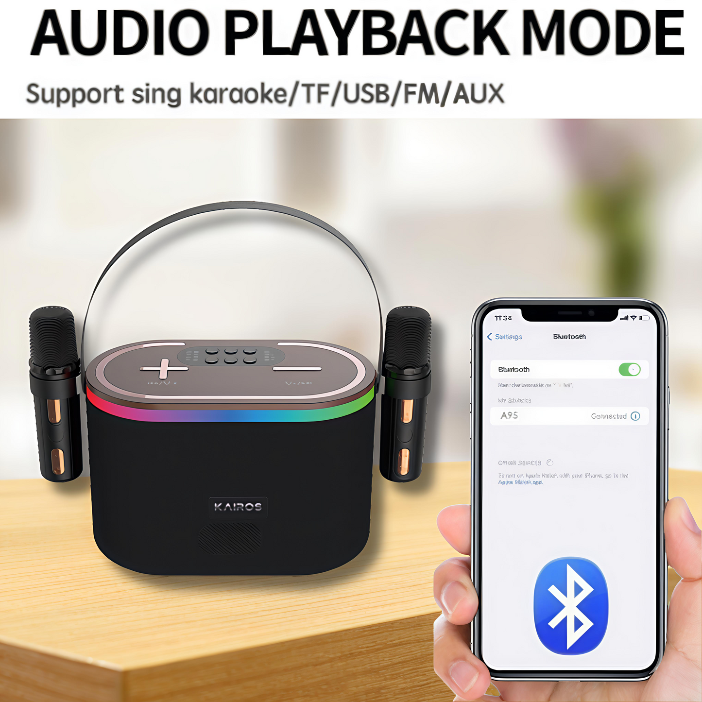 KAIROS SOUND WAVE PRO-KARAOKE BLUETOOTH SPEAKER WITH WIRELESS MIC