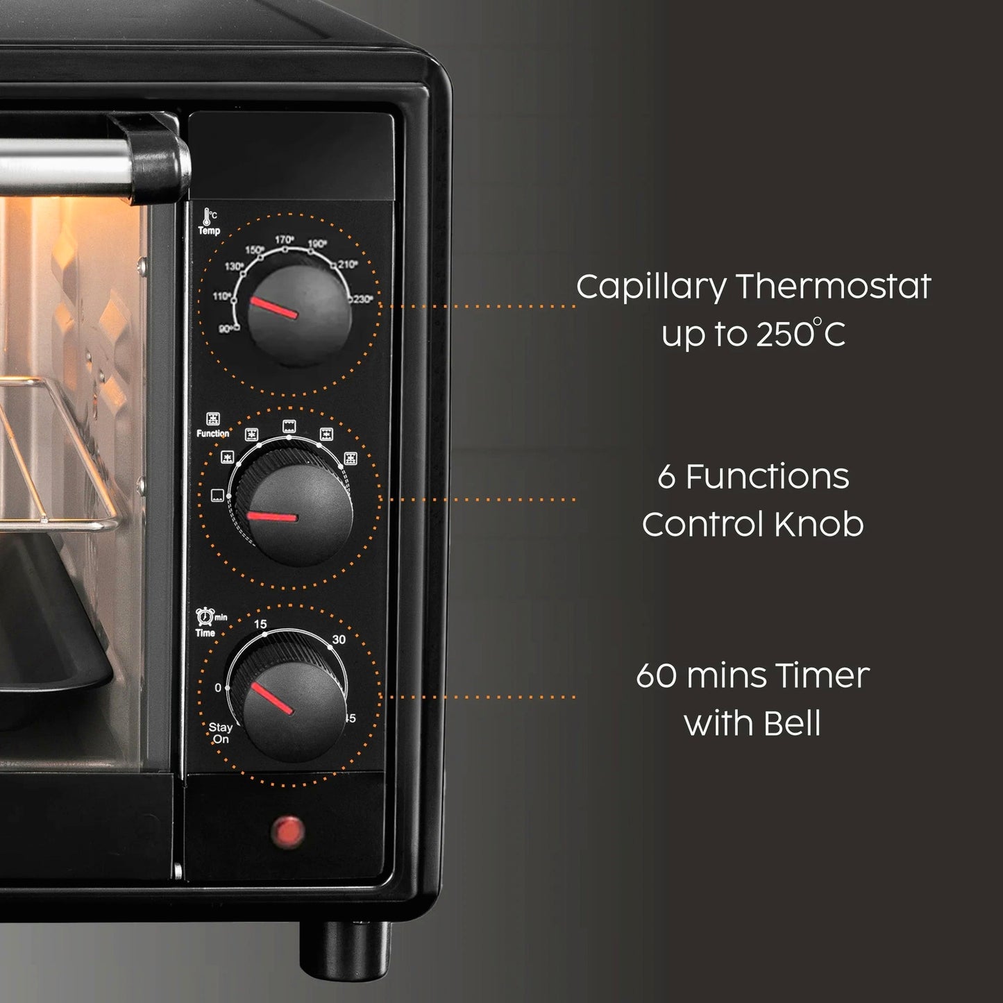GLEN 35L Oven Toaster Griller (OTG) | Convection Fan & motorized Rotisserie | 2100W OTG – Black (SA5035BLRC)