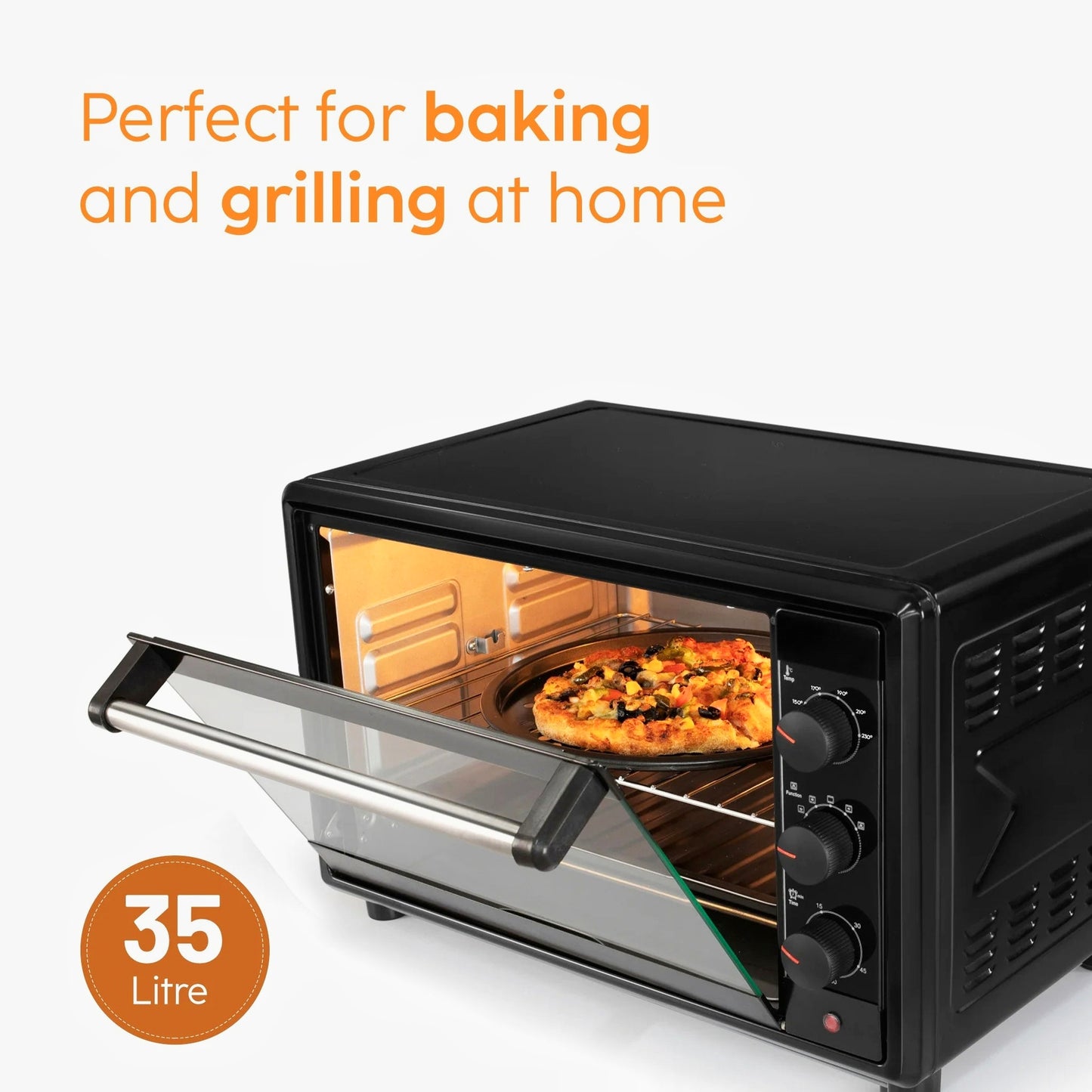 GLEN 35L Oven Toaster Griller (OTG) | Convection Fan & motorized Rotisserie | 2100W OTG – Black (SA5035BLRC)
