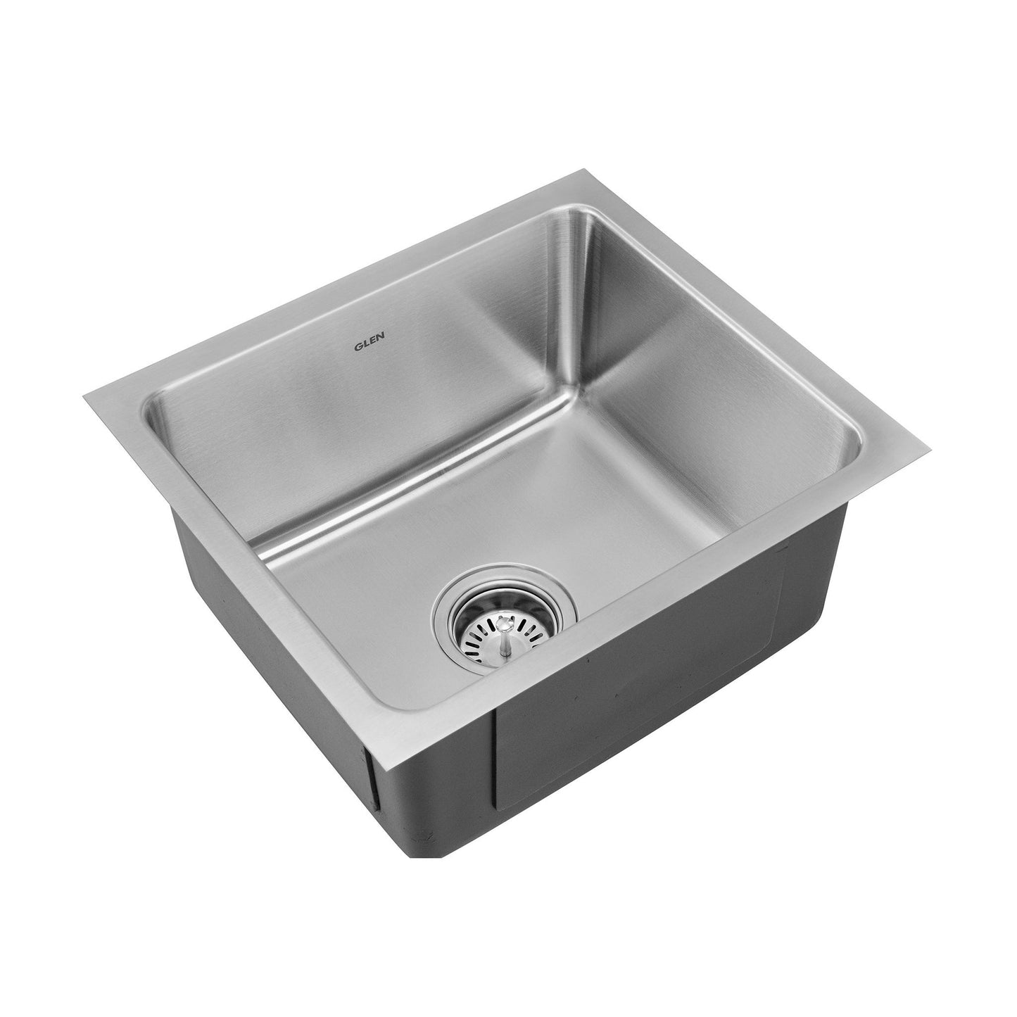 GLEN Stainless Steel Grade 304 Sink for Kitchen | Single Bowl Press Sink 18x16x9 inches | Matte Finish (KS-SP18169SBM)