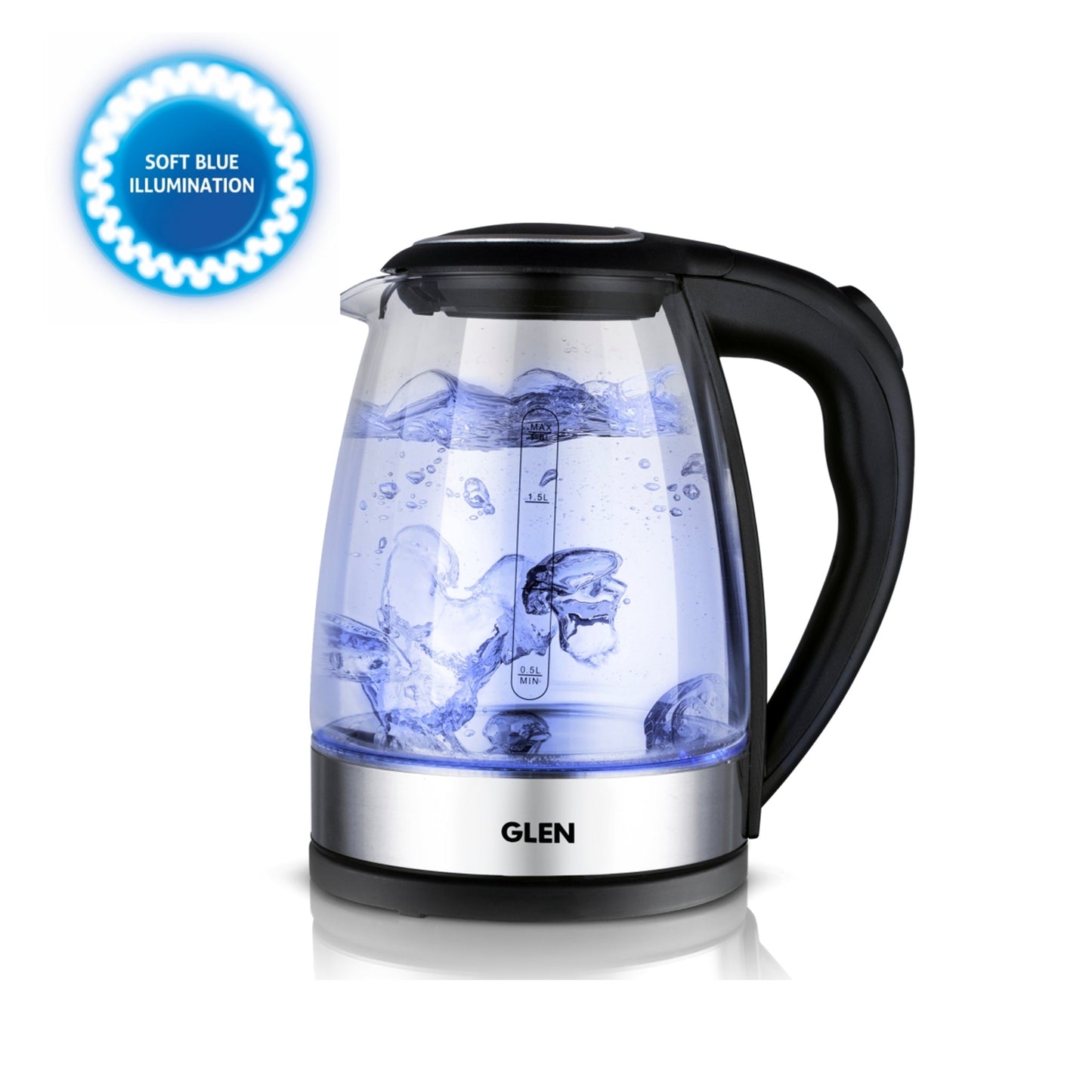 Electric Glass Kettle 1.8 Litre with 360B0 Rotational Base, Auto Shut-off, 2000 W - White (9012)