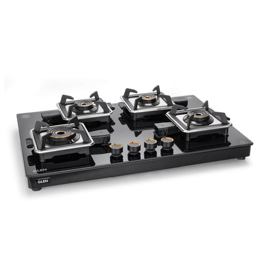 GLEN 4 Burner Swift Glass Gas Stove with Multi Ring Forged Brass Burners (CT1044GTBLSWIFT)