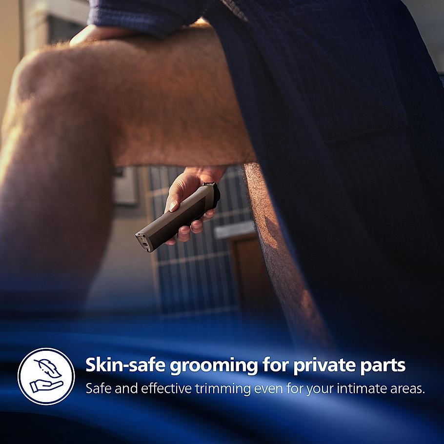 PHILIPS Series 7000 Multigroom Trimmer Skin Safe Grooming for Private Parts I 13 in 1 , Twin Trim All Metal Steel Blades , 120 min Runtime (MG5930/65)