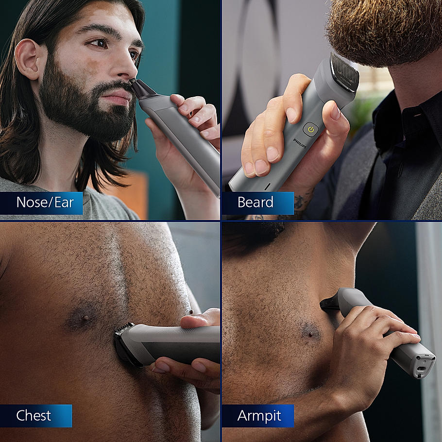 PHILIPS Series 7000 Multigroom Trimmer Skin Safe Grooming for Private Parts I 13 in 1 , Twin Trim All Metal Steel Blades , 120 min Runtime (MG5930/65)