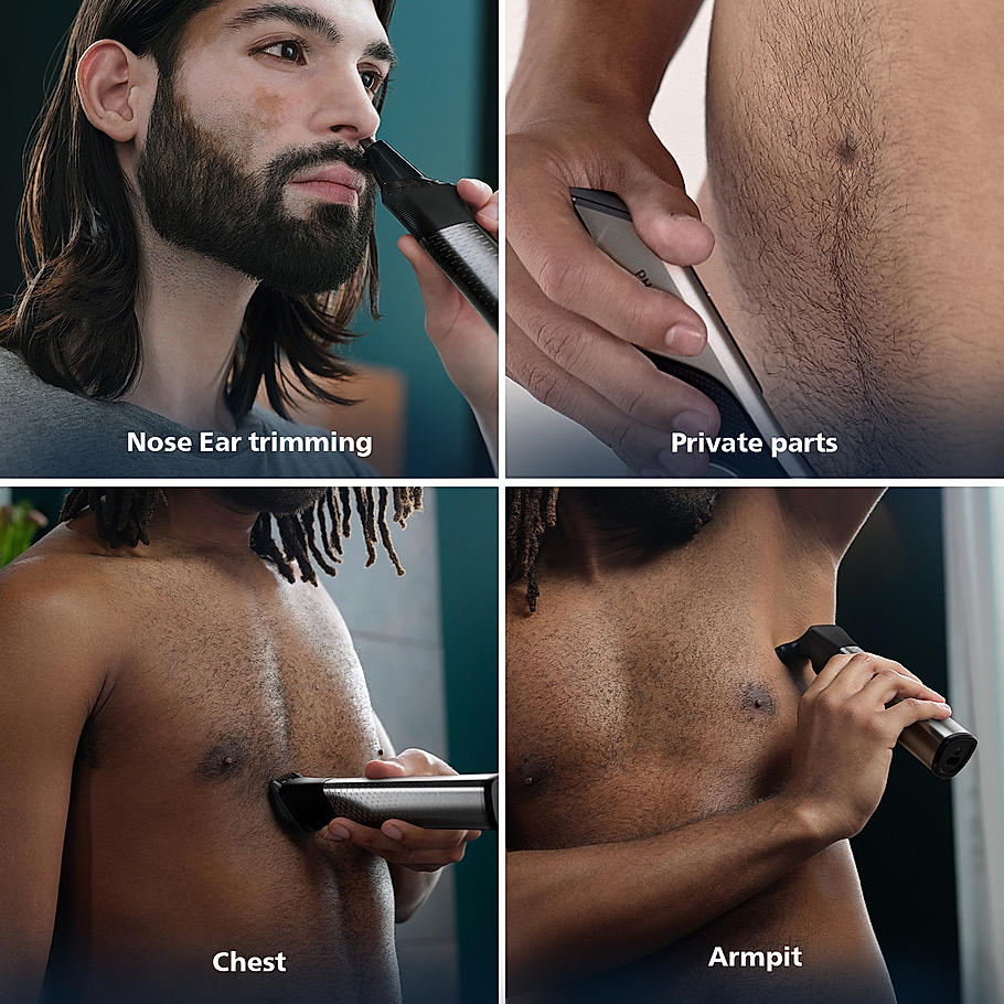 PHILIPS Series 9000 15 in 1 Pro Kit Face, Body & Private Parts | Premium All Metal Body | 120 mins. runtime (MG9551/65)