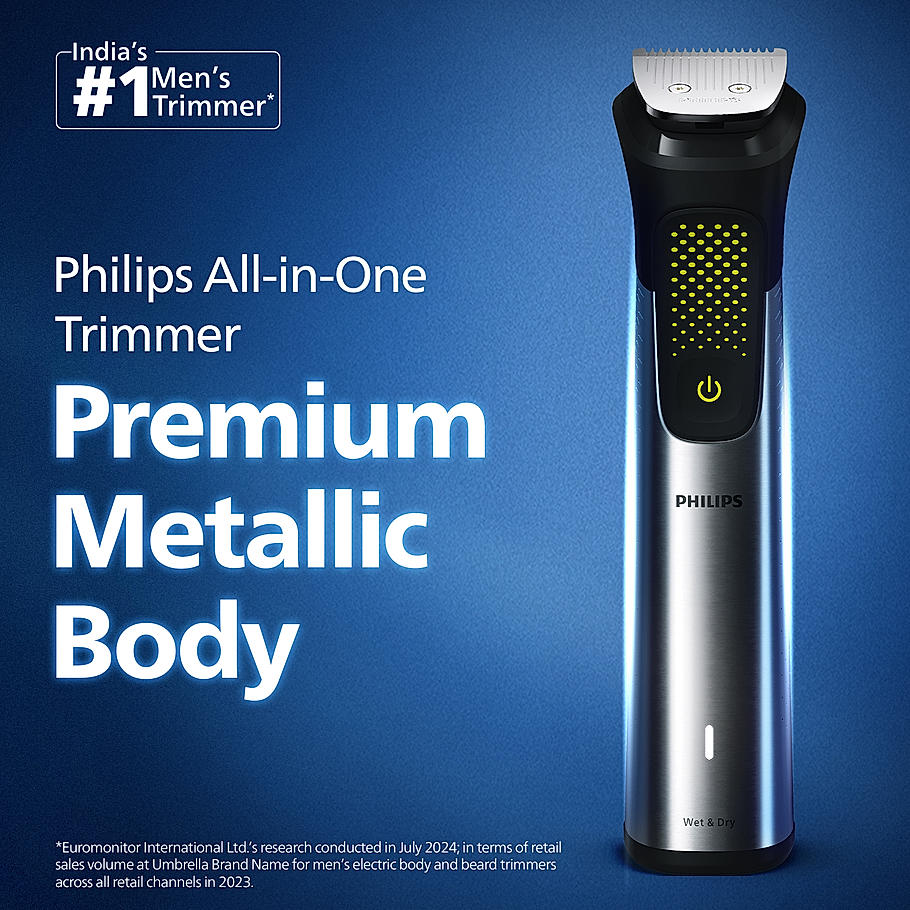 PHILIPS Series 9000 15 in 1 Pro Kit Face, Body & Private Parts | Premium All Metal Body | 120 mins. runtime (MG9551/65)