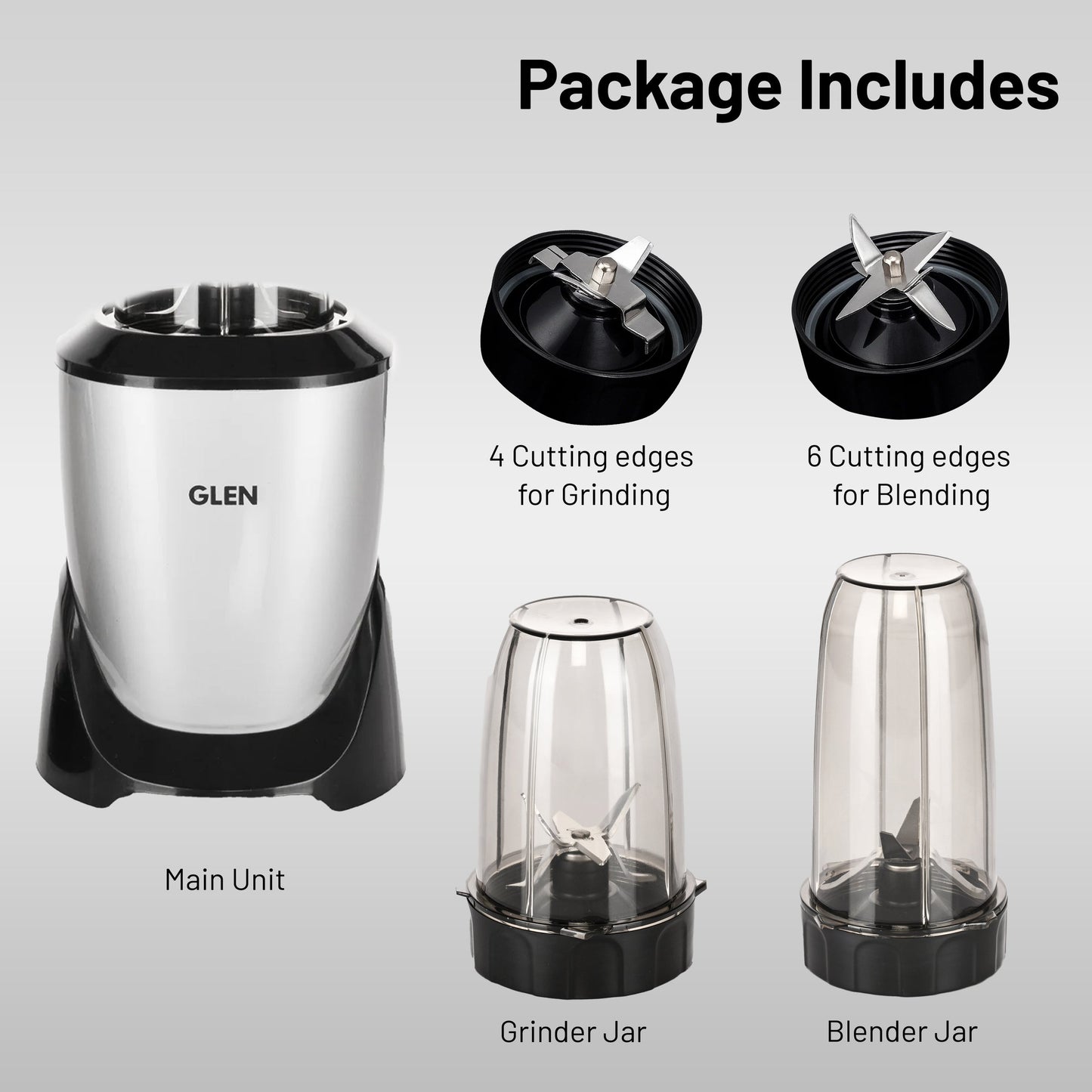 GLEN Active-Blender Ultra Tuff, 900W with 2 Unbreakable Blender, Grinder Jars (SA4048UT)