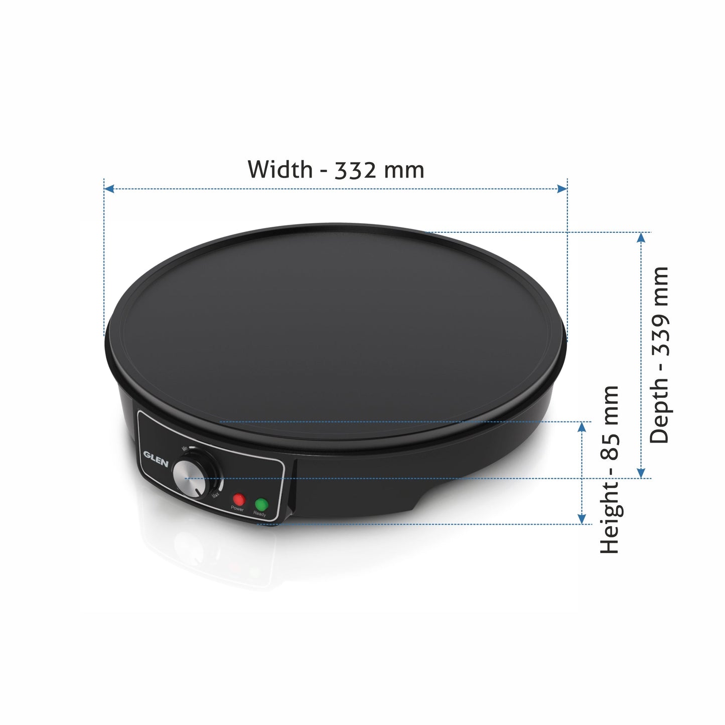 Electric Dosa Maker makes Crepe, Chilla 30CM Non-Stick Cooking Plate, Temperature Control - Black (3038)