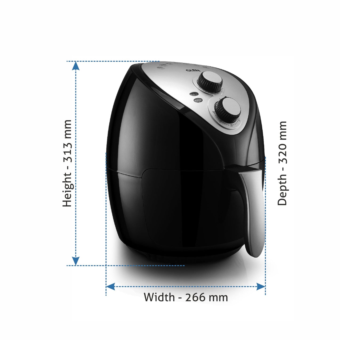 Electric Rapid Air Fryer 2.8 Litres, 1300W, Temperature Control -Black (3041BL)
