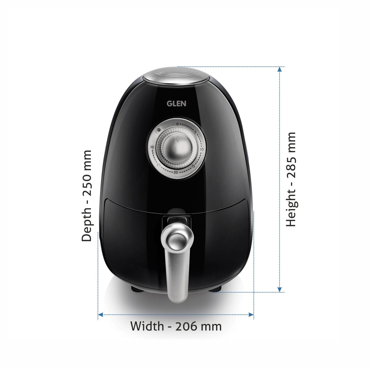 Electric Mini Air Fryer 2 Litres, 800W, Preset Temperature Ccontrol -Black & Silver (3045)