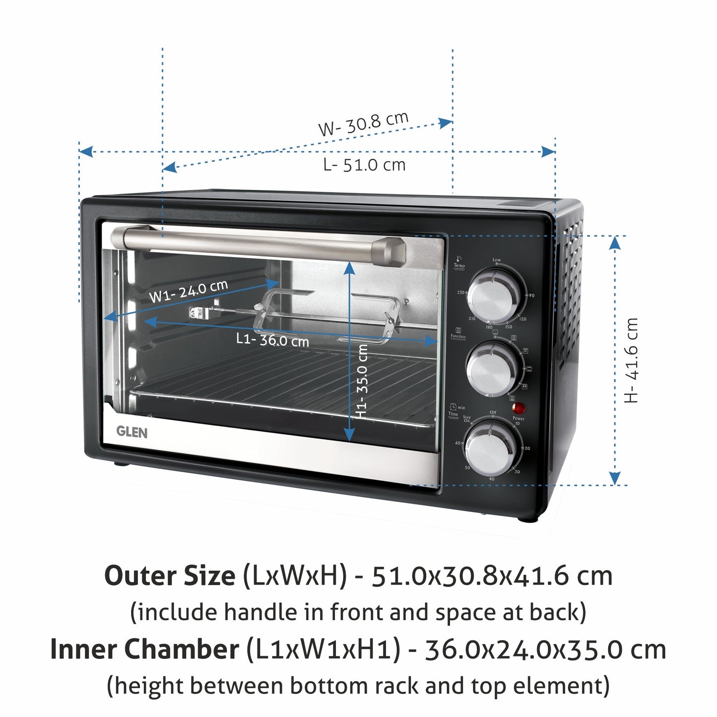 Oven Toaster Griller (OTG) -30 Litres, Motorized Rotisserie, Convection Fan, 1500W - Black (5030BLRC)