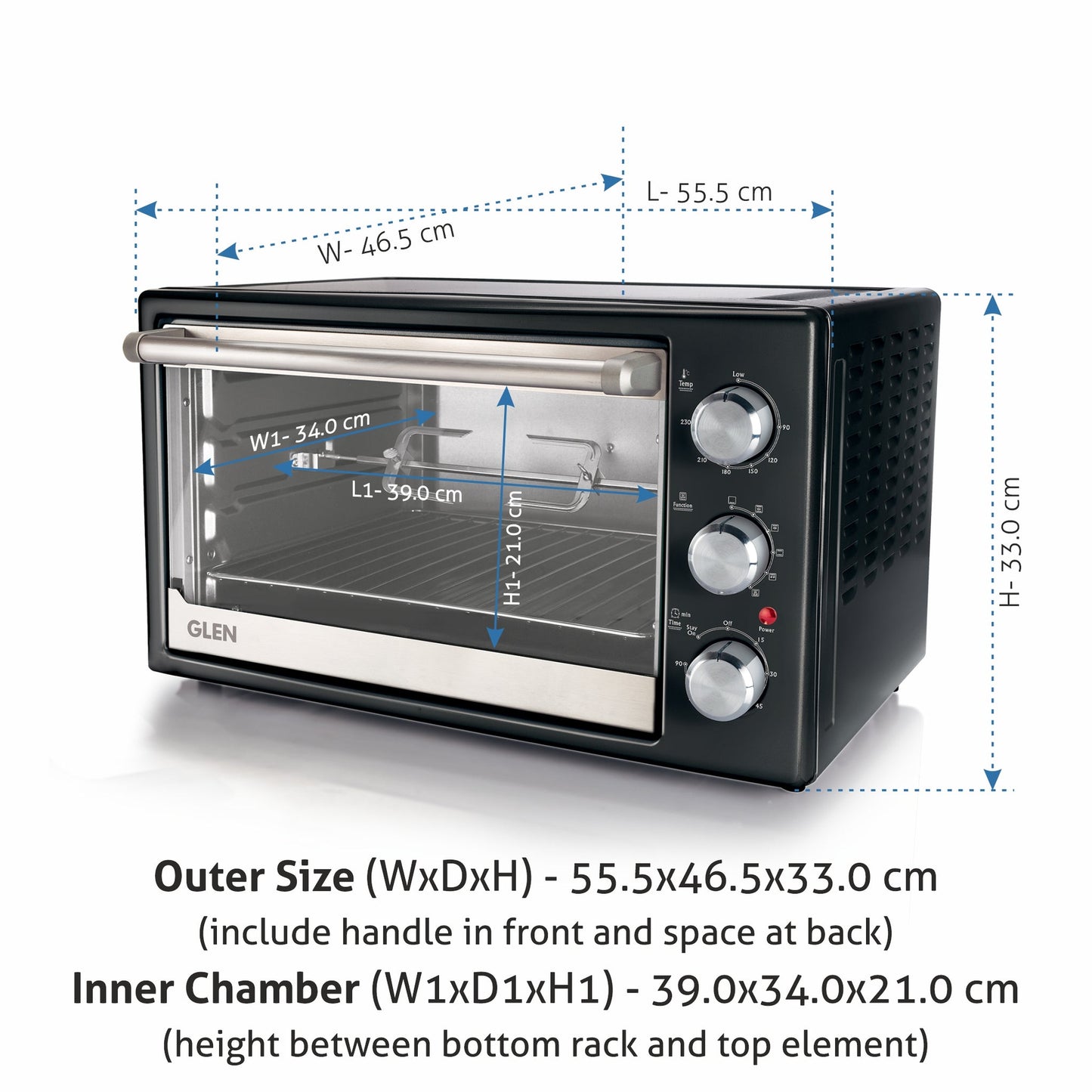 42L Oven Toaster Griller (OTG) | 2000W Convection Oven with Motorized Rotisserie | Ideal for Baking, Grilling, Toasting & Roasting – Black