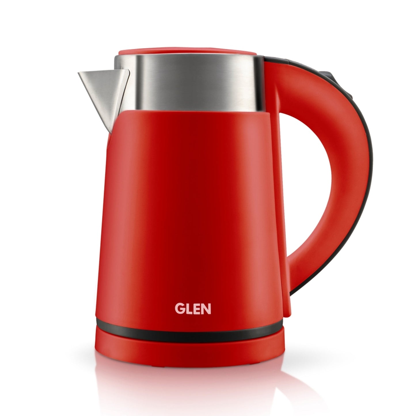 Electric Kettle 0.8 Litre Plastic Clad Stainless Steel, 360B0 Rotation Base, Auto Shutoff, 800 W - White/Red/Black (9004)