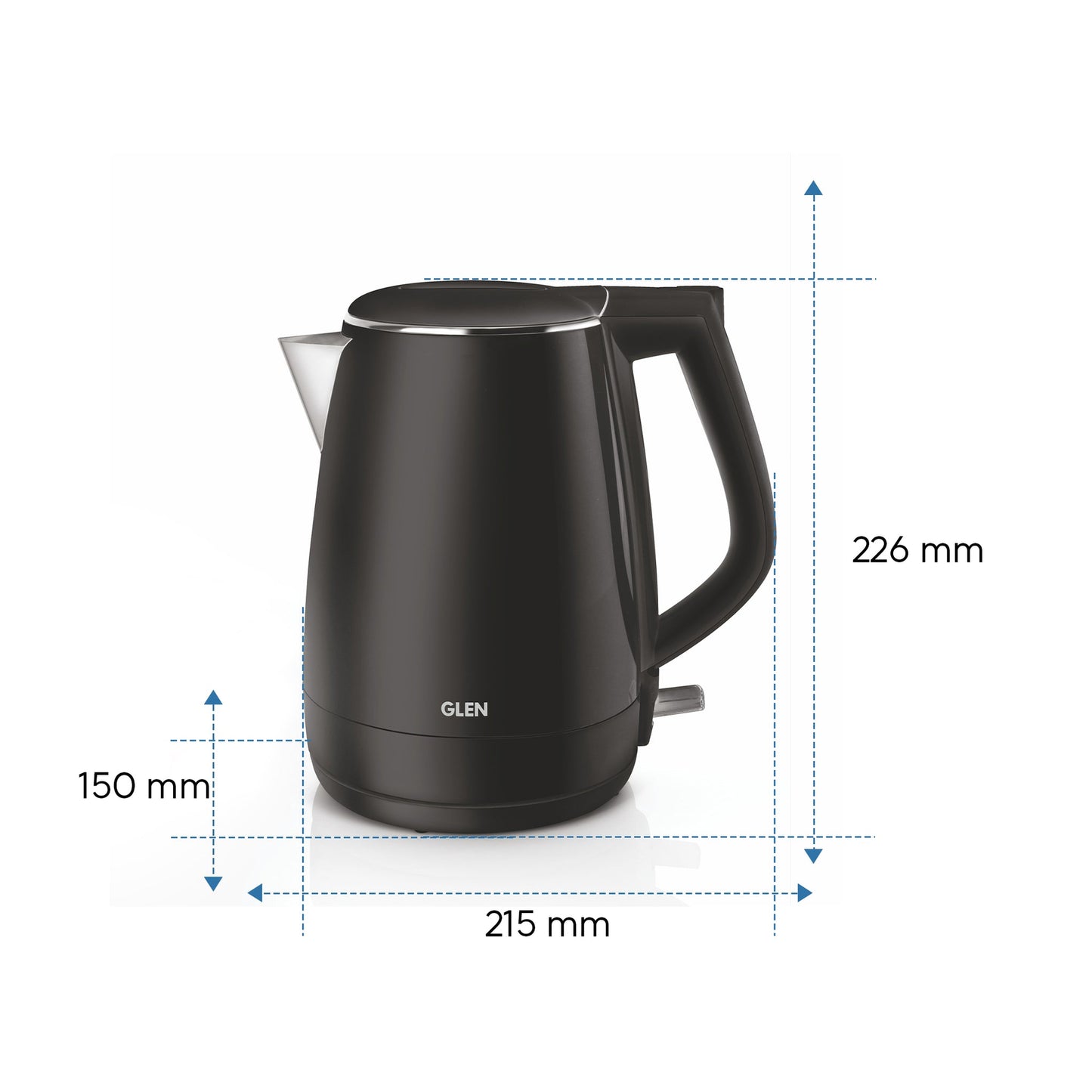 GLEN Electric Kettle 1.5 Litre Plastic Clad Stainless Steel | 360° Rotation Base, Auto Shutoff | 1500 W (SA-9006)