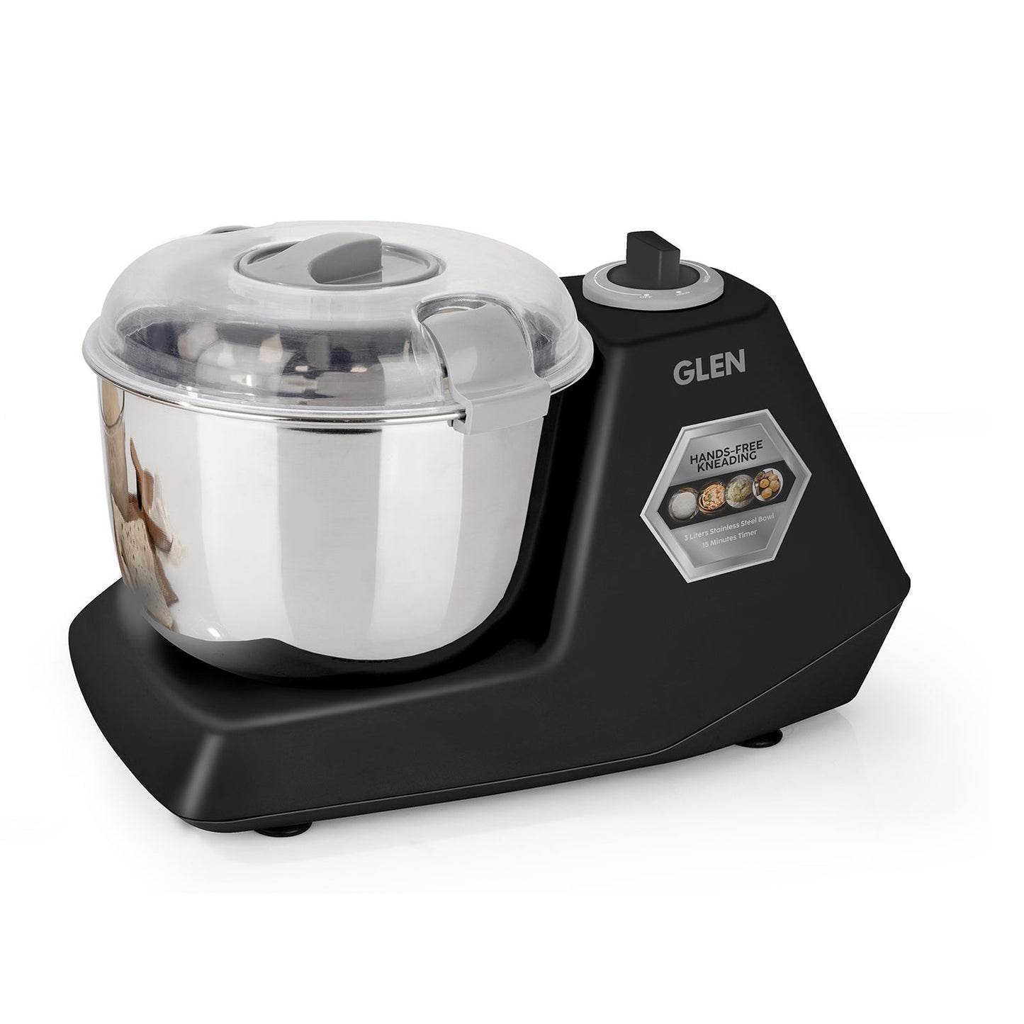 GLEN Atta Kneader Dough Maker 650 W | Hands-free kneading & 3 Litres Large SS Bowl (SA-3032DMBL)