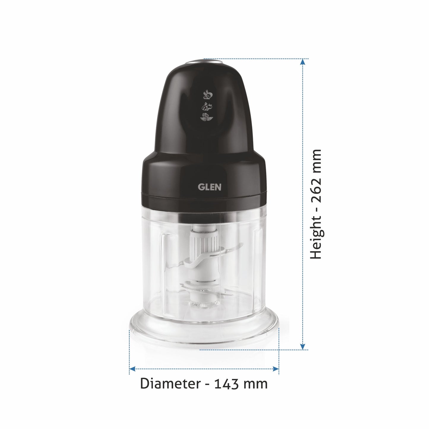 Electric Vegetable Chopper, 2 Stainless Steel Blade, Whisking Disc 0.5 Litres Bowl, 200W - Black (4043 Turbo)