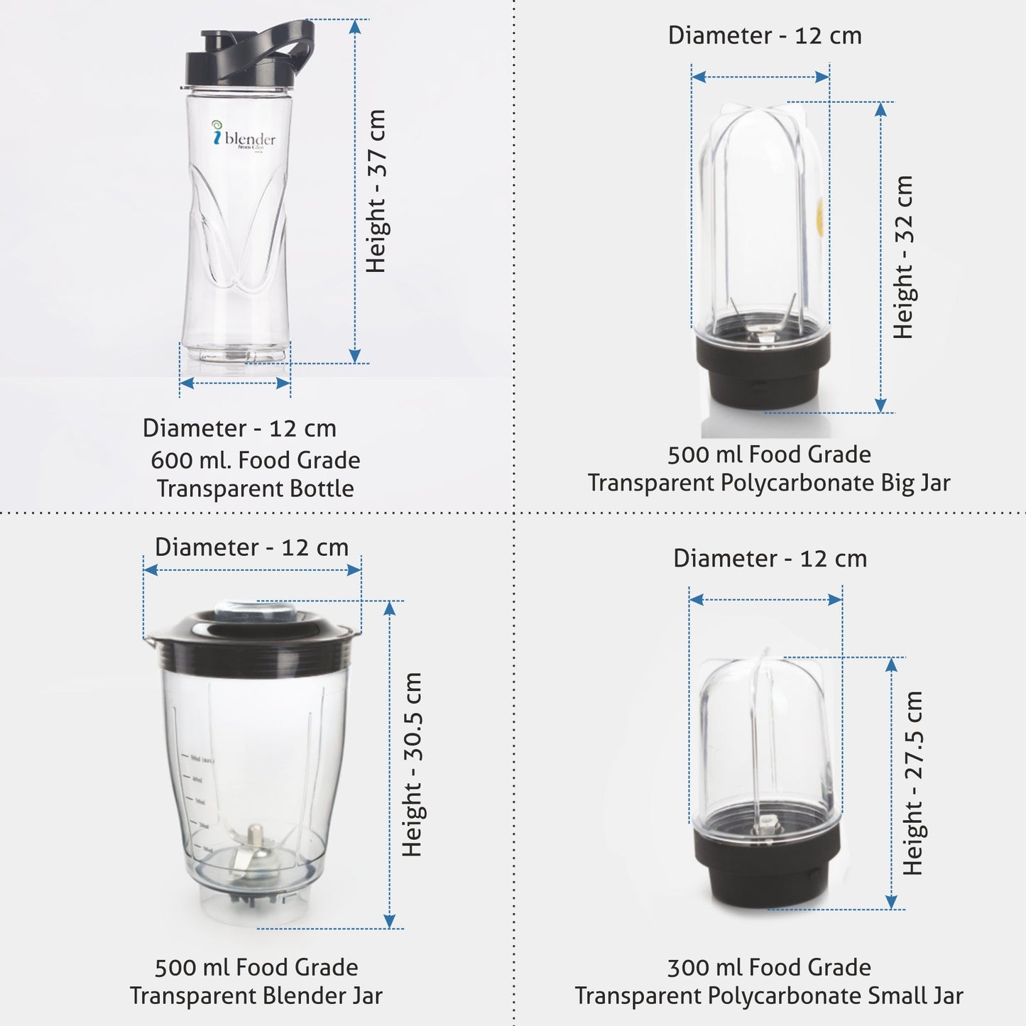 Active-Blender Multi Fuction, 350W, 20000 RPM Mixer, Grinder, Blender, Juicer, 1 Bottle and 3 Jars (4048 NMF)