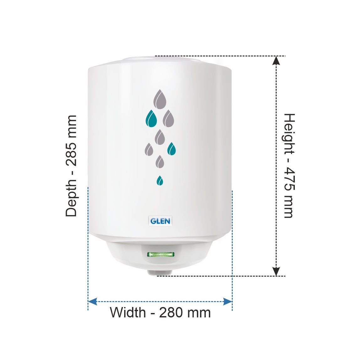 Water Heater 10 Litre 2000W 8 Bar Pressure Glasslined Element and Tank, Temperature control (7056)