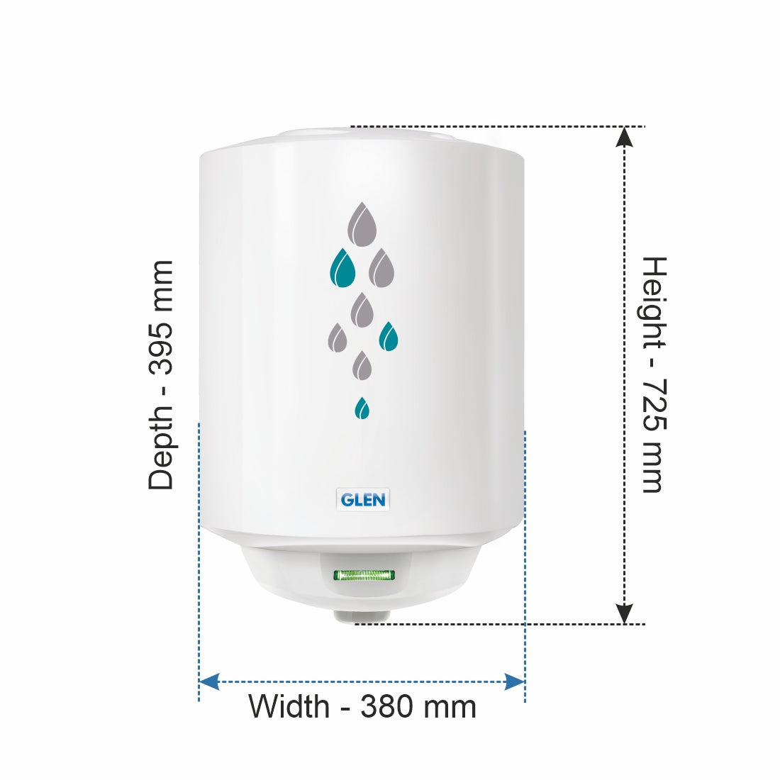 Water Heater 35 Litre 2000W 8 Bar Pressure Glasslined Element and Tank, Temperature control (7056)