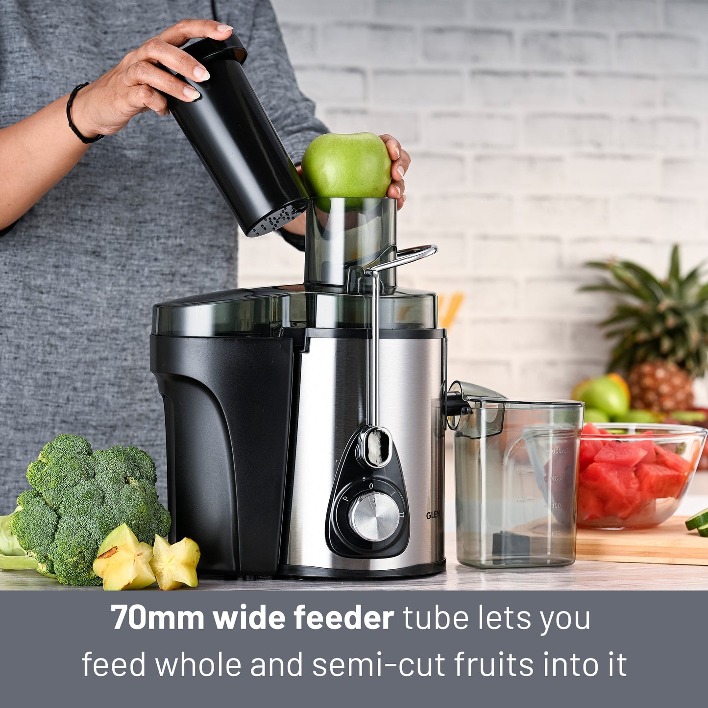 Centrifugal Juicer 800W, Full Apple Feeding Tube 600ml Juice Collector, Stainless Steel Filter (4019)