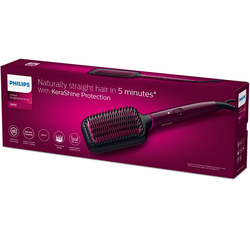 PHILIPS Series 5000 Keratin Infused Heated straightening brush BHH730/00
