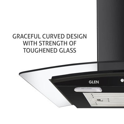 Kitchen Chimney Curved Glass with Push Button Baffle filters 60cm 1000 m3/h -Black (6070 JU BL)