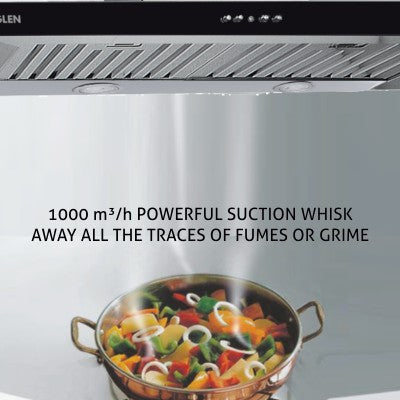 Electric Kitchen Chimney, T Shape Baffle filters 60cm 1000 m3/h -Silver (6052 SS)